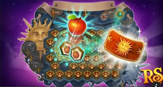 Royal Story Facebook Game, A gameboard filled with symbols of a sun, apples, game pieces, and tickets