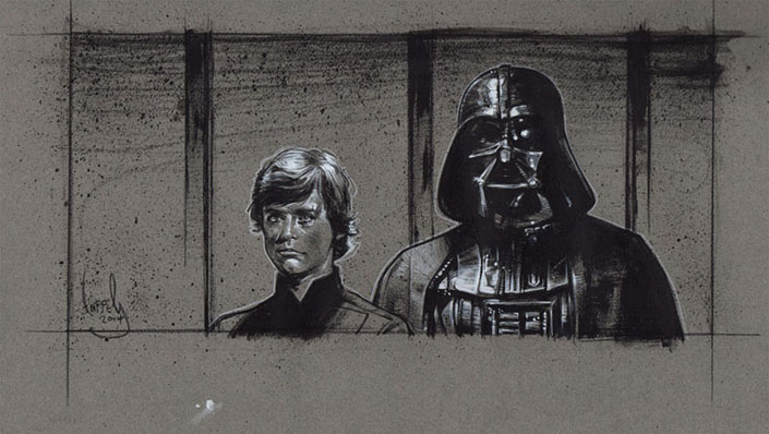 Luke Skywaler and Darth Vader, Original Artwork, Copyright © 2014 Jeff Lafferty