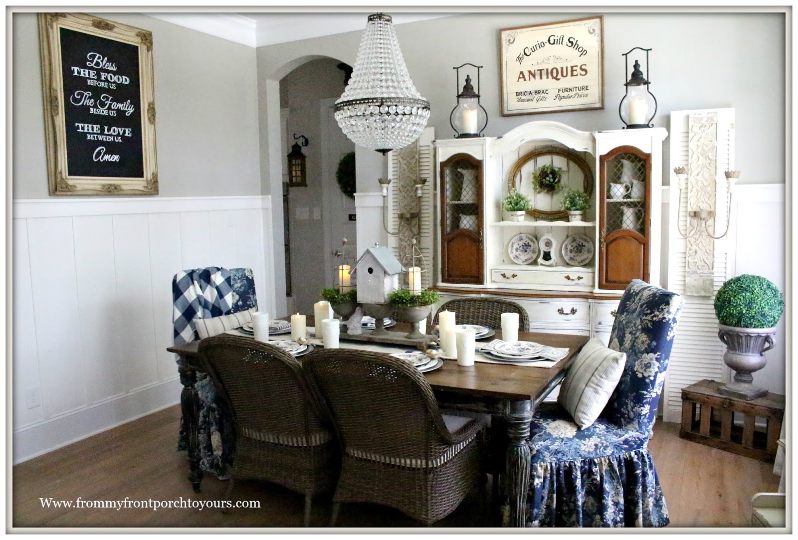 Decorate With Blue and White Buffalo Plaid  Blue decor, Blue white decor,  French country living room