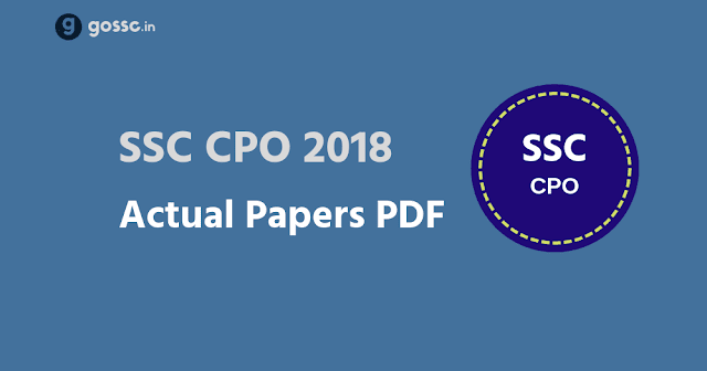 SSC CPO 2018 Papers PDF