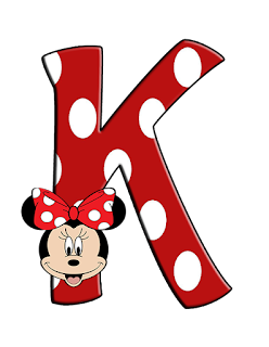 Abecedario de Minnie sobre Letra Roja con Lunares Blancos. Polka Dots in Red Alphabet with Minnie Face.