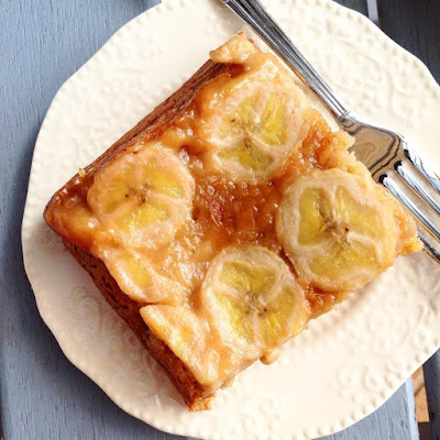 Salted Caramel Banana Upside Down Cake