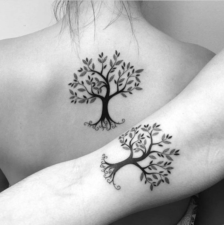 Tatuajes de Árboles de la vida a juego por Gabriela Blaezer