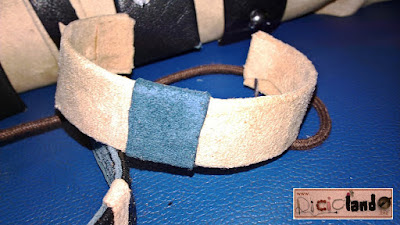 Bracciale di pelle e finta pelle scamosciata (riciclo pantaloni)