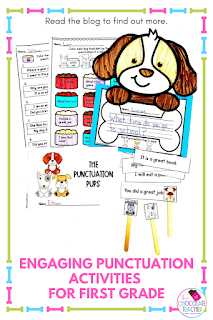 Use these fun and creative resources to help your first graders practice and learn proper punctuation this year. Use the activities as center activities, as independent practice, and small group work for punctuation practice your students will love. Be sure to grab the entire set to use in your classroom today! #thechocolateteacher #punctuationactivities #punctuationpractice #punctuationactivitiesforfirstgrade