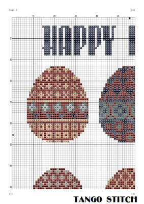 Happy Easter vintage colors cross stitch design