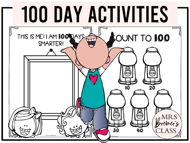 100 Day Activities to celebrate the 100th day of school in Kindergarten and First Grade