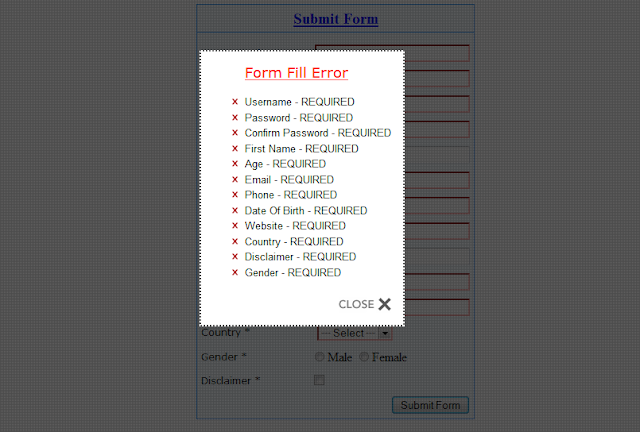 HTML Validation with Javascript 