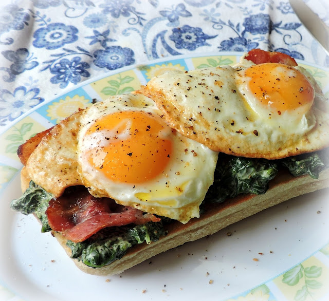 Bacon, Egg & Creamed Spinach on Toast