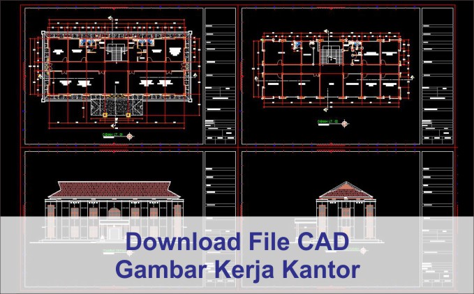 Download gambar kerja Kantor 2 lantai file autocad