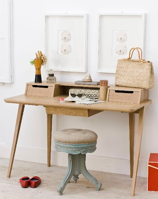 victorian piano stool and modern desk