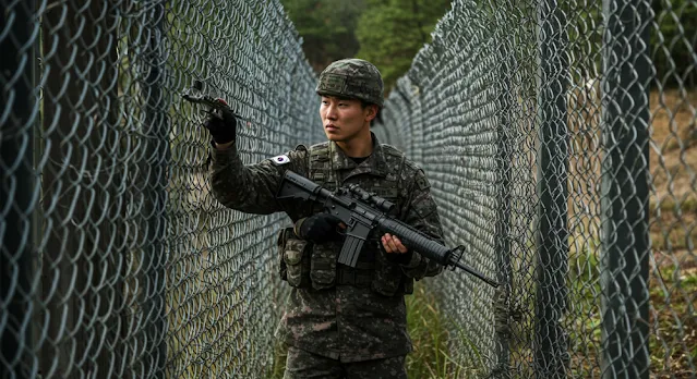 철책선을 점검하는 모습