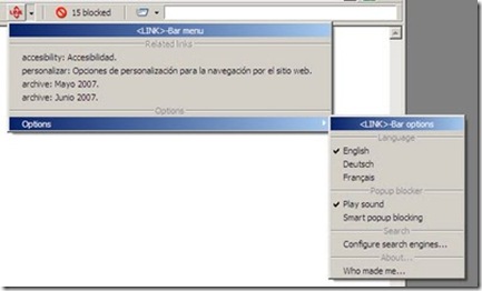 Barra de navegación semántica en Explorer: enlaces propios