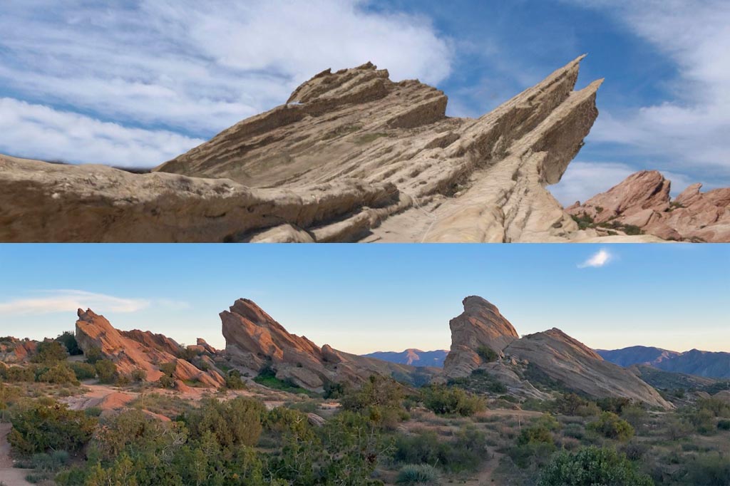 Side-by-side comparison of Vasquez Rocks photography