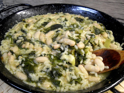 Arroz con alubias y acelgas