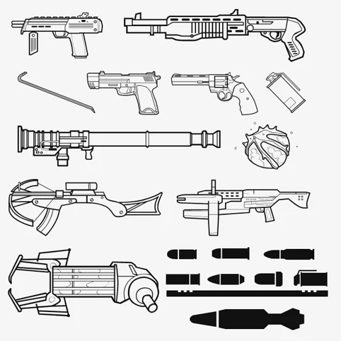تحميل أشكال أسلحة وبنادق للفوتوشوب Weapons and Guns Photoshop shapes download