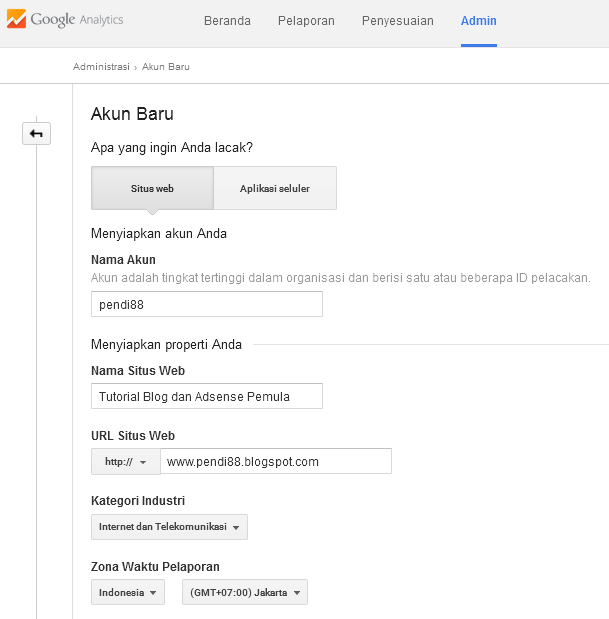 cara paling mudah mendaftarkan blog di google analytics