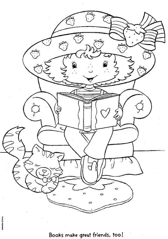 Strawberry shortcake coloring pages: Books Make Good Friends Too! title=