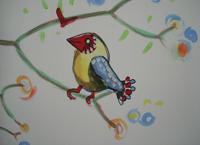 em paredes rui aleixo pintura mural sala de música árvore dos mil pássaros passaroco 3