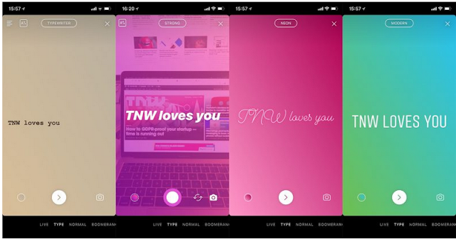 Instagram Menguji fitur 'Type' Baru Untuk Stories and screenshot Alert