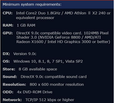 PC minimum requirements for PES 2018