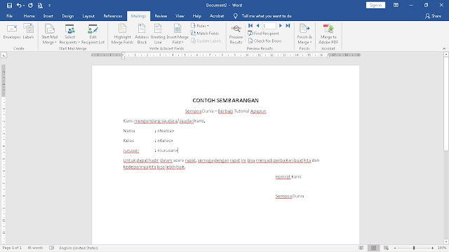 6 Langkah Cara Membuat Mail Merge