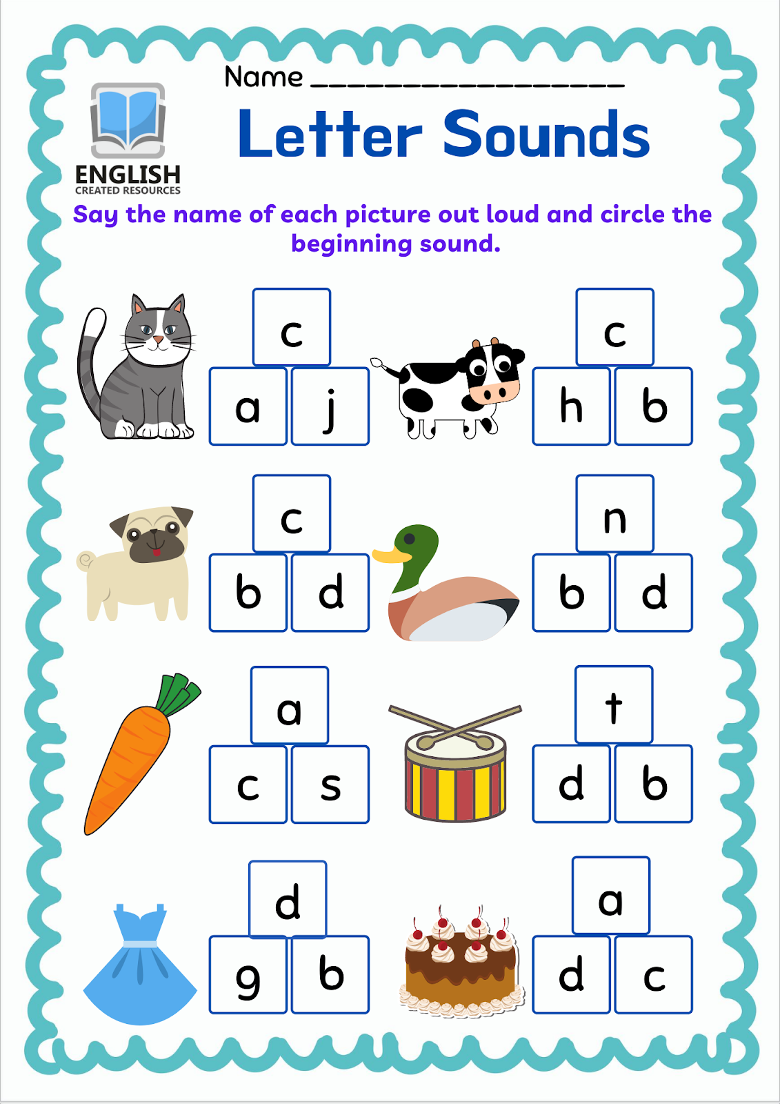 Letter Sounds Worksheets - English Created Resources