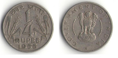india 1/4 rupee 1955