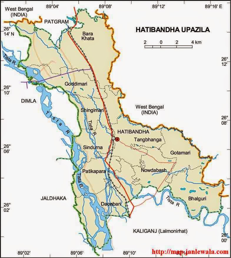 hatibandha upazila map of bangladesh