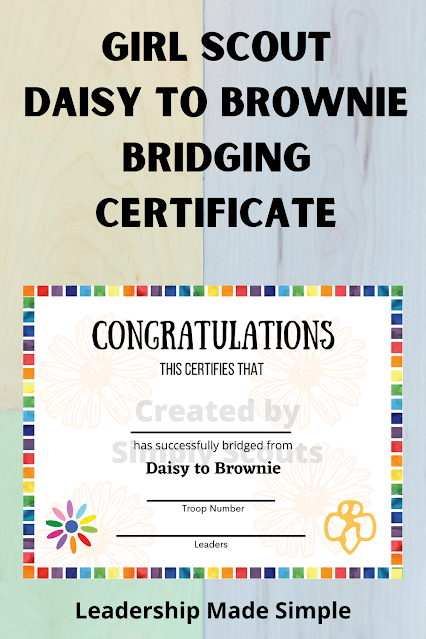 Girl Scout Daisy to Brownie Bridging Certificate for Your Bridging Ceremony