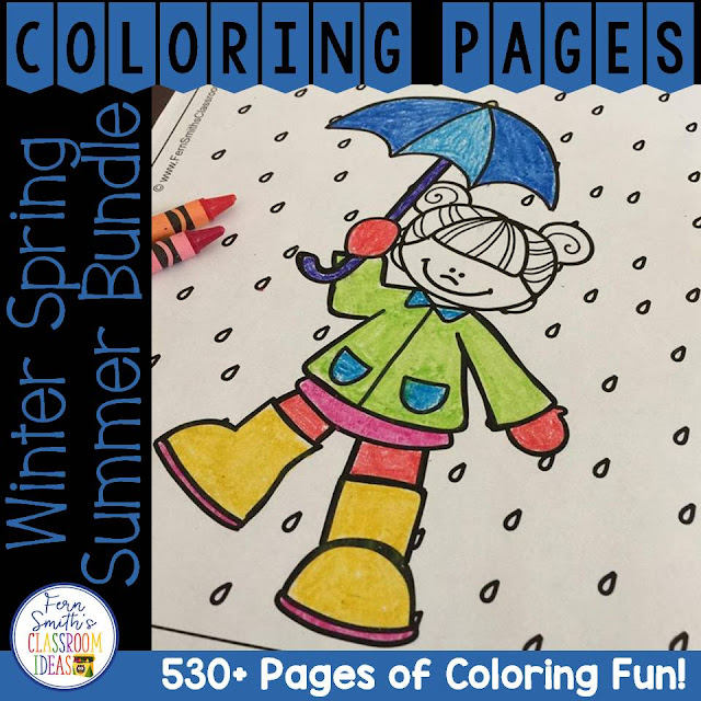 Winter Spring and Summer Coloring Pages Big DISCOUNTED Bundle! This DISCOUNTED bundle comes with a SUBSTANTIAL DISCOUNT of less than 3 cents a page compared to purchasing each resource separately. Your students will love how this coloring pages bundle has over 530+ Print and Go Coloring Pages for the Second Semester of School! Coloring Pages for Winter, Spring and Summer all in one BIG BUNDLE!