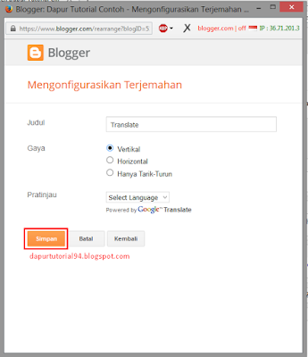 Cara Memasang Widget Google Translate di Blog | Dapur Tutorial