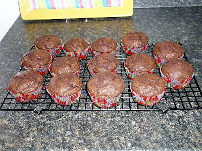 Red Velvet Cupcakes waiting for their icing.