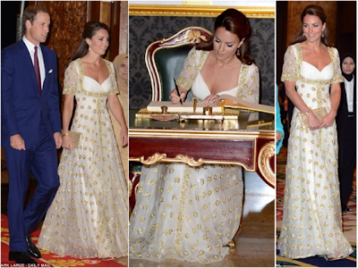 Gold Dress on Gold Dress To A State Dinner Thrown By Rulers Of Malaysiaat Istana