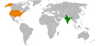 A map of India and the US with a link symbolizing their strategic partnership