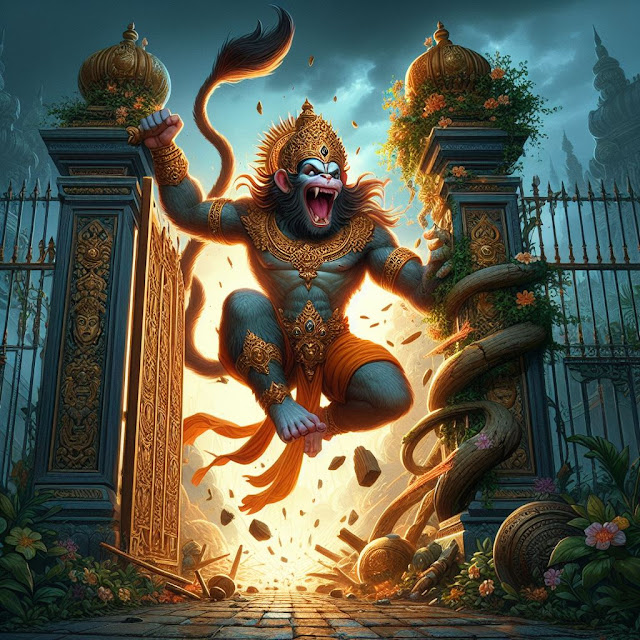 Hanuman attacking Kinkaras