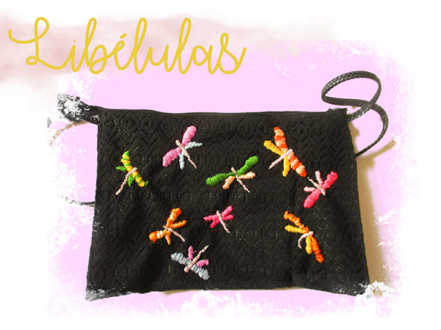 Cómo hacer un bolso de tela con libélulas bordadas