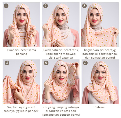 Contoh Tutorial Cara Memakai Hijab Segi Empat Modern ala Dewi Sandra