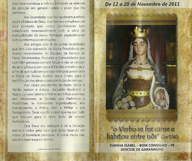 PROGRAMAÇÃO DA FESTA DA PARÓQUIA DE RAINHA ISABEL