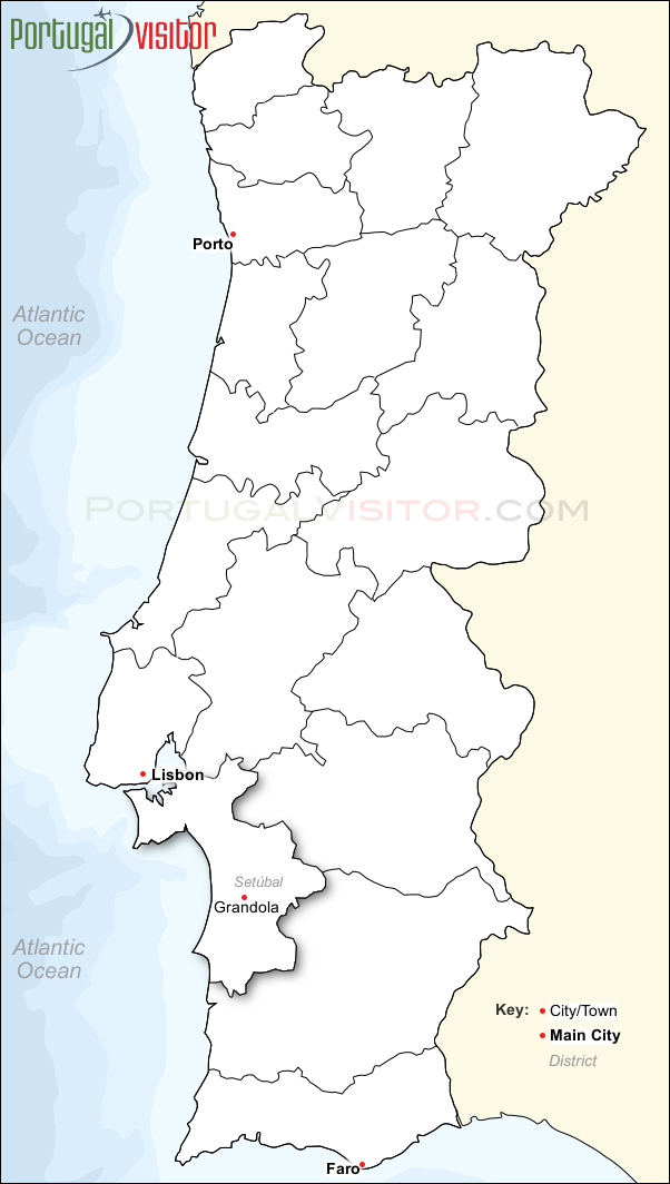 Map of Grândola, Portugal.
