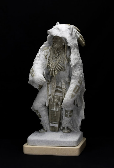 by Oreland C. Joe Sr, "Bear Dance Dreamer" - alabaster | esculturas, obras de arte, american art.