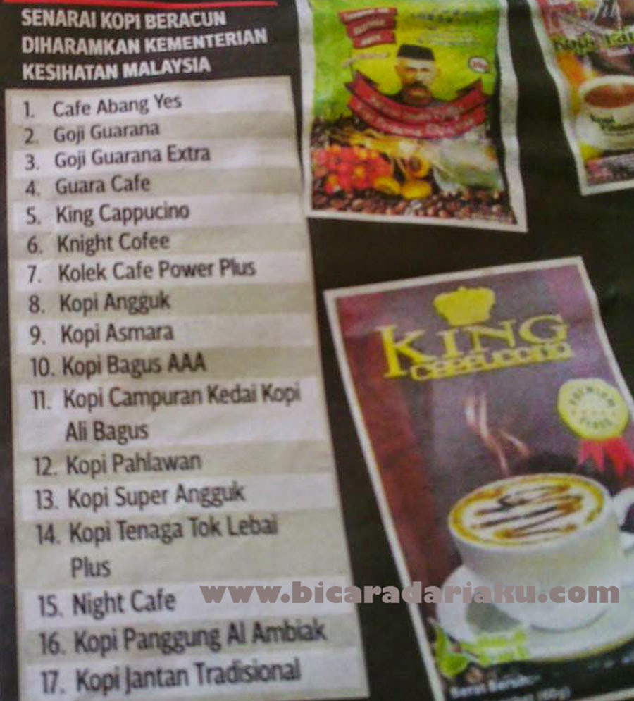 Image result for senarai kopi beracun