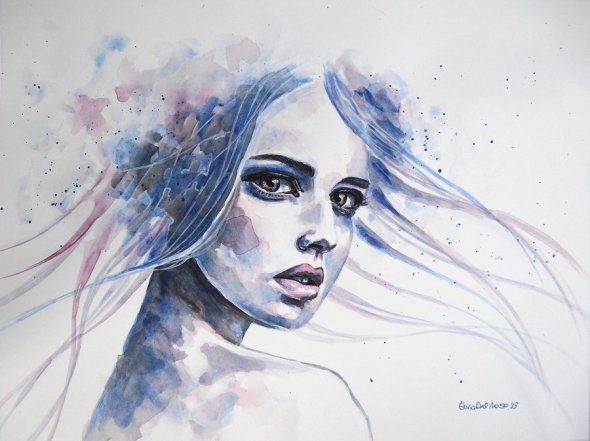 Erica Dal Maso deviantart pinturas aquarelas mulheres singelas coloridas