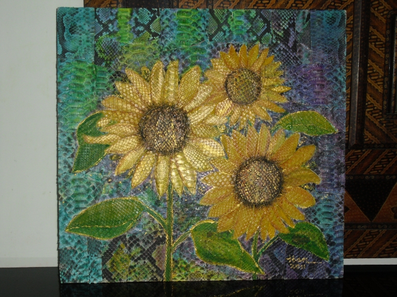 Mozaik Contoh Gambar Kolase Bunga Matahari Dari Kertas Origami