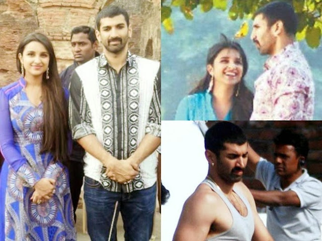 Parineeti Chopra and Aditya Roy Kapur snapped on the sets of movie Daawat-e-Ishq