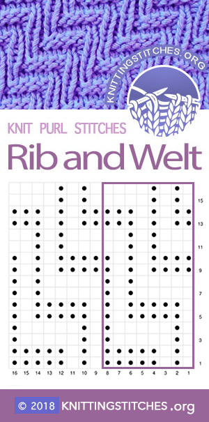 Rib and Welt Diagonal Stitch | Knit - Purl stitches #knitpurl