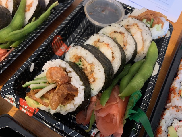 Platter of softshell crab sushi rolls