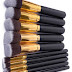 10pcs Kabuki Sculpt Makeup Brush Set - Black/Gold