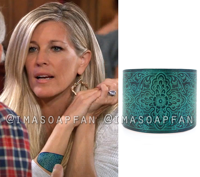 Carly Corinthos, Laura Wright, Teal Green Patina Floral Cuff Bracelet, General Hospital, GH