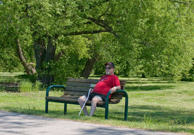 Benches along the trail and waterfront at Tudhope Park, Orillia